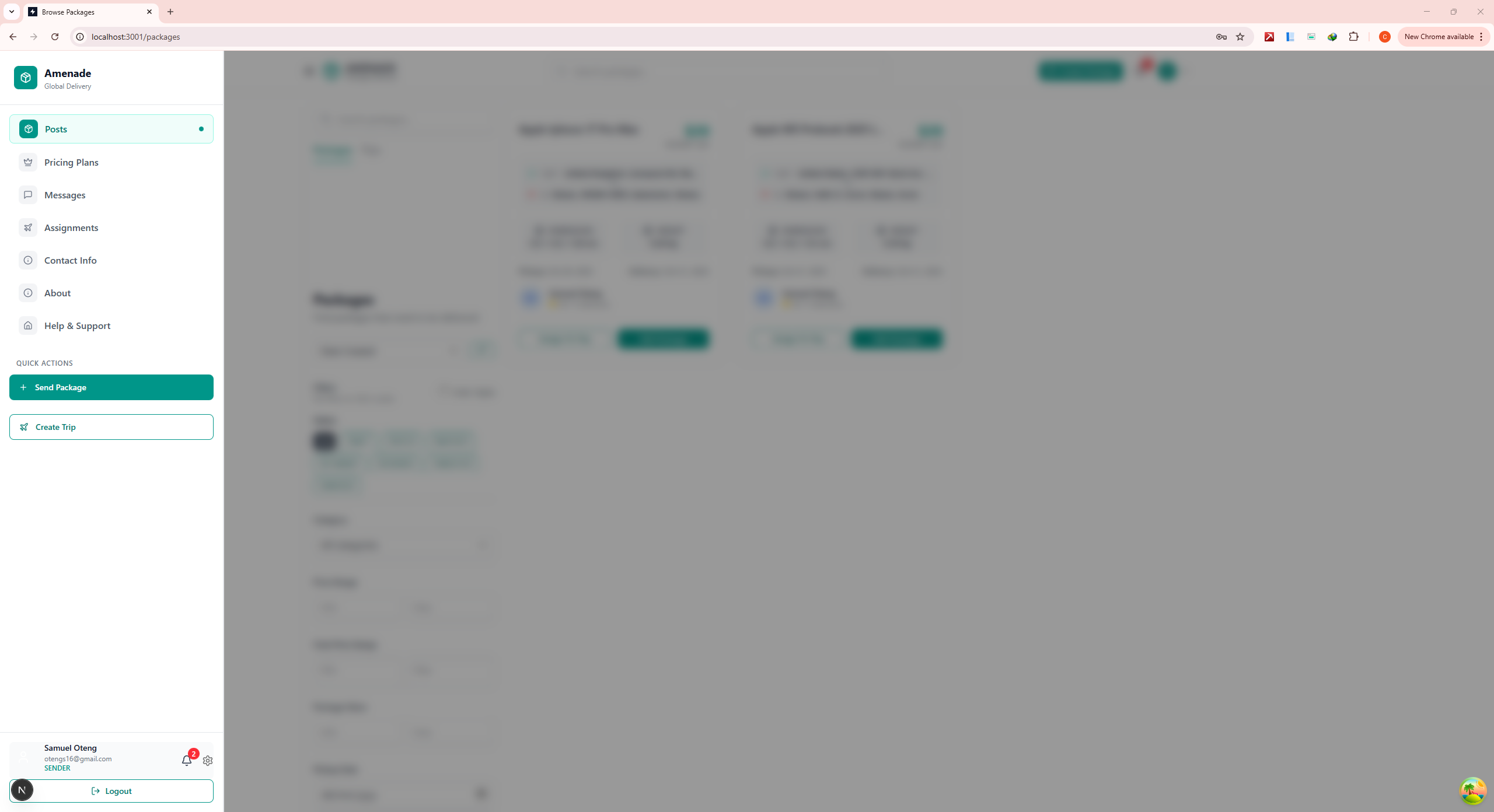 Amenade screenshot 2